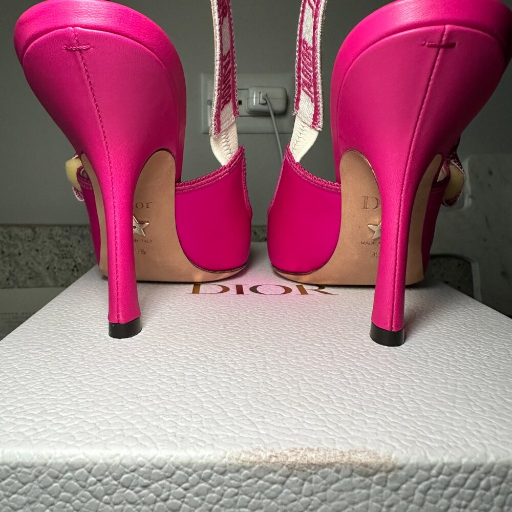 Dior Pink Satin J'Adior Slingback Pointed Toe Heels - Picture 10 of 12